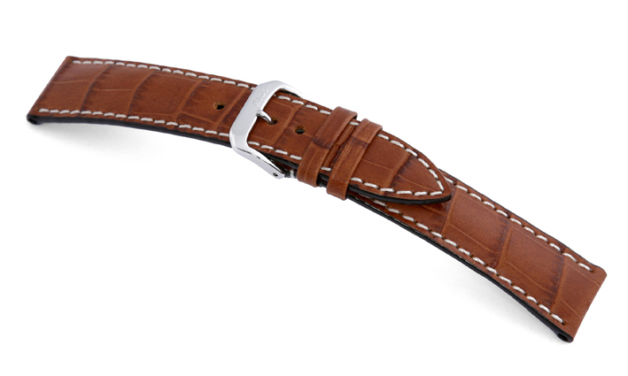 Leather strap Tupelo 22mm cognac with alligator imprinting