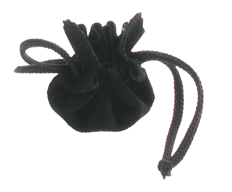 Drawstring bag made of velour/faux suede, black.