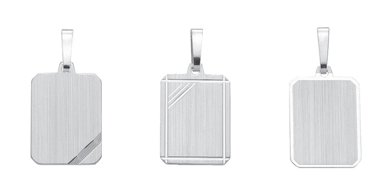 Gravurplatte 3 Stück Silber 925/- eckig