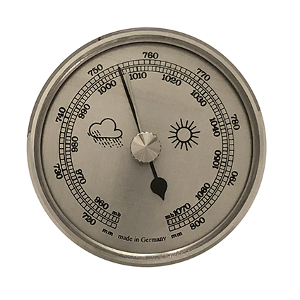 Barometer inbouw weerinstrument Ø 85 mm, zilverkleurig