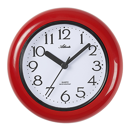 Atlanta 454/1 bathroom clock quartz red