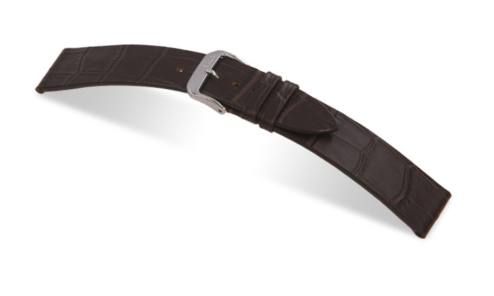 Leather strap Charleston 12mm mocha with Alligator imprint