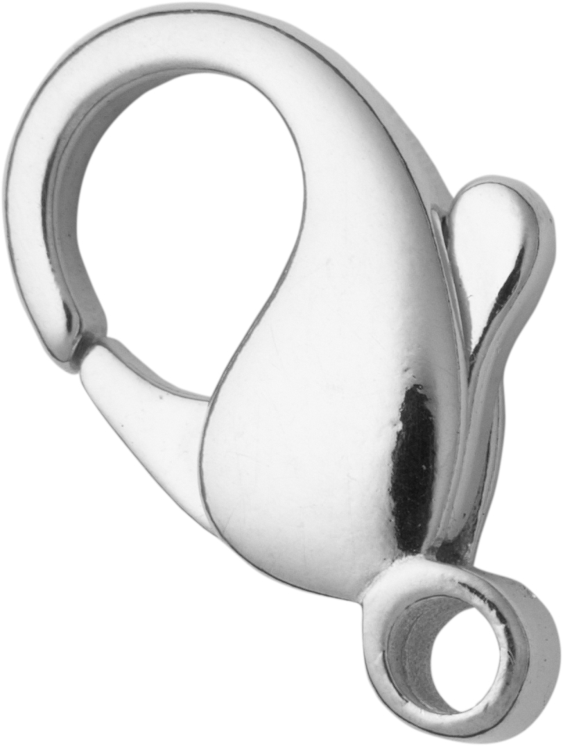 Carabiner curved silver 925/-  17,00mm cast <br/>Alloy: 925/- / Colour: Steel / External dimension length: 17.00 / Material: Silber