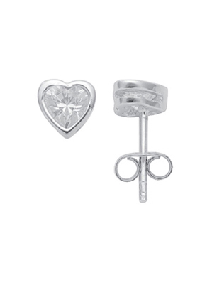 Ear studs 3 pairs silver 925/rh heart, zirconia