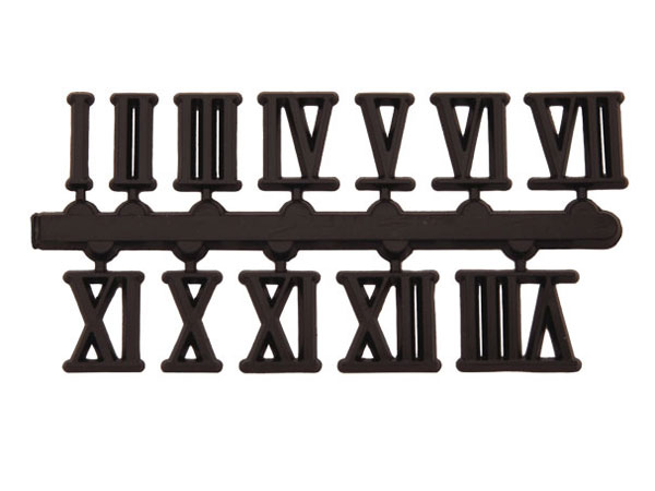 Cijferset 1-12 kunststof zwart 10mm Romeinse cijfers, zelfklevend