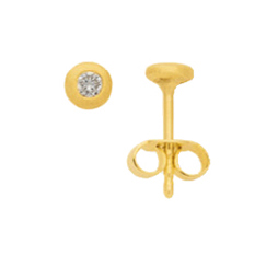 Ear studs gold 585/GG round 4.00mm, 2 brilliant-cut diamonds = 0.10ct. WSI