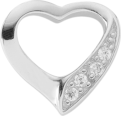 Pendant silver 925/rh, swing heart, zirconia 2-pcs. ass.