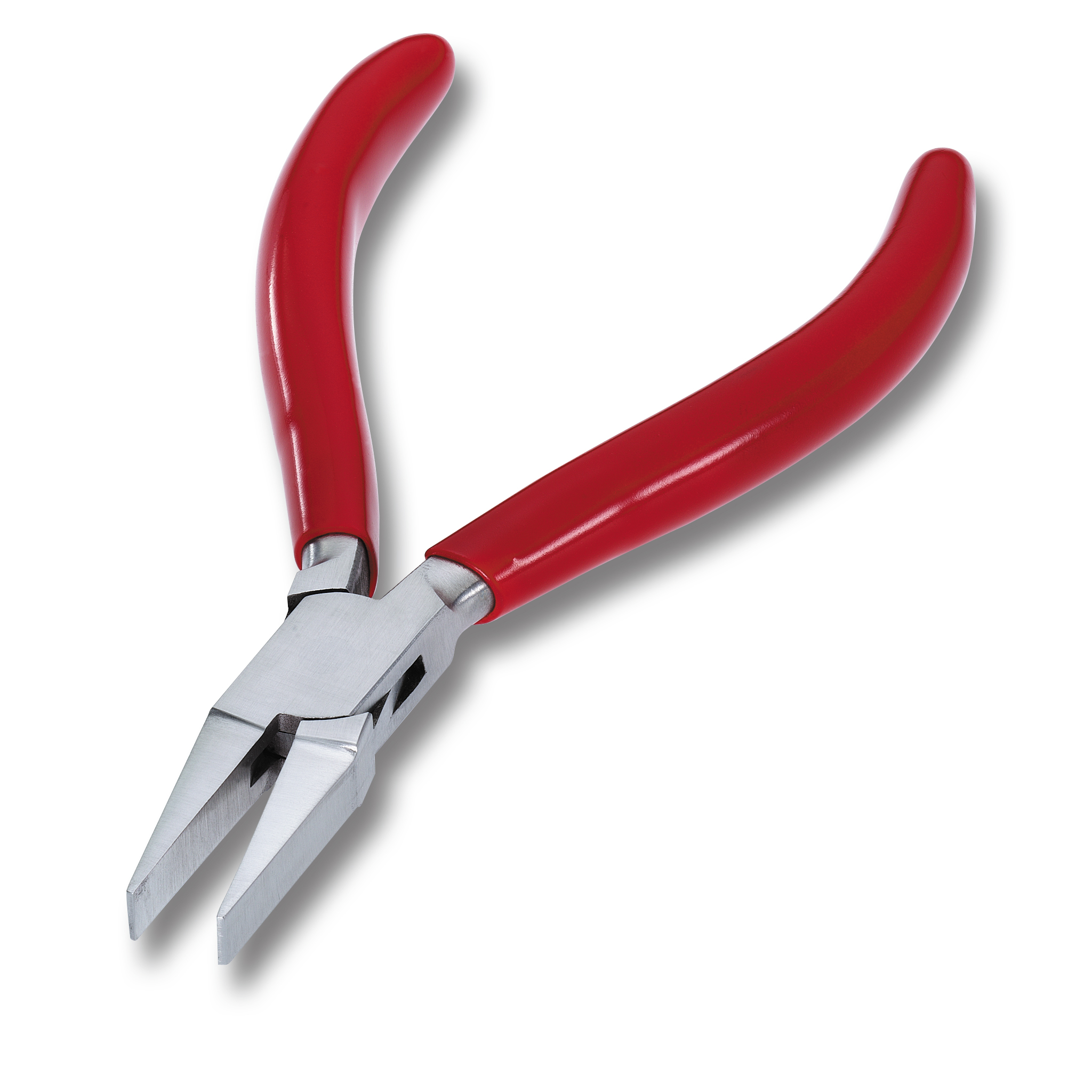 Flume flat-nosed pliers  with plastic-coated handles with box joint.