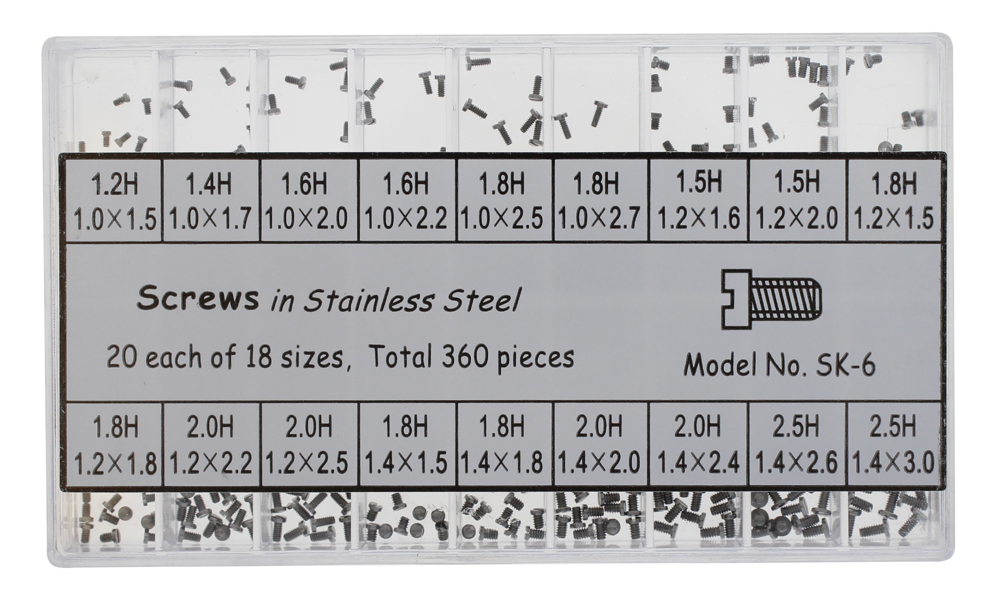 Range of housing ground screw stainless steel, capacity 360 Units