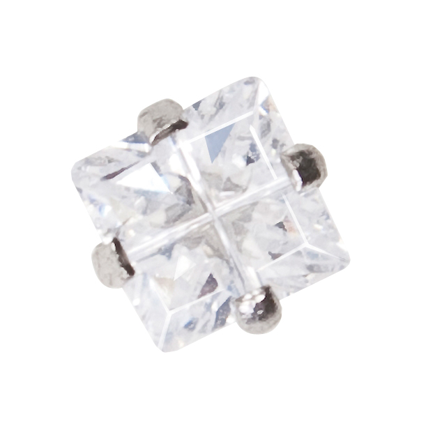First ear stud System 75 white, cubic zirconia Tiffany Carré, Studex