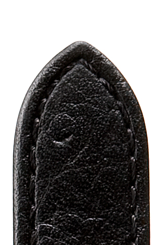leren band Tivoli 18mm zwart struisvogel print, genaaid