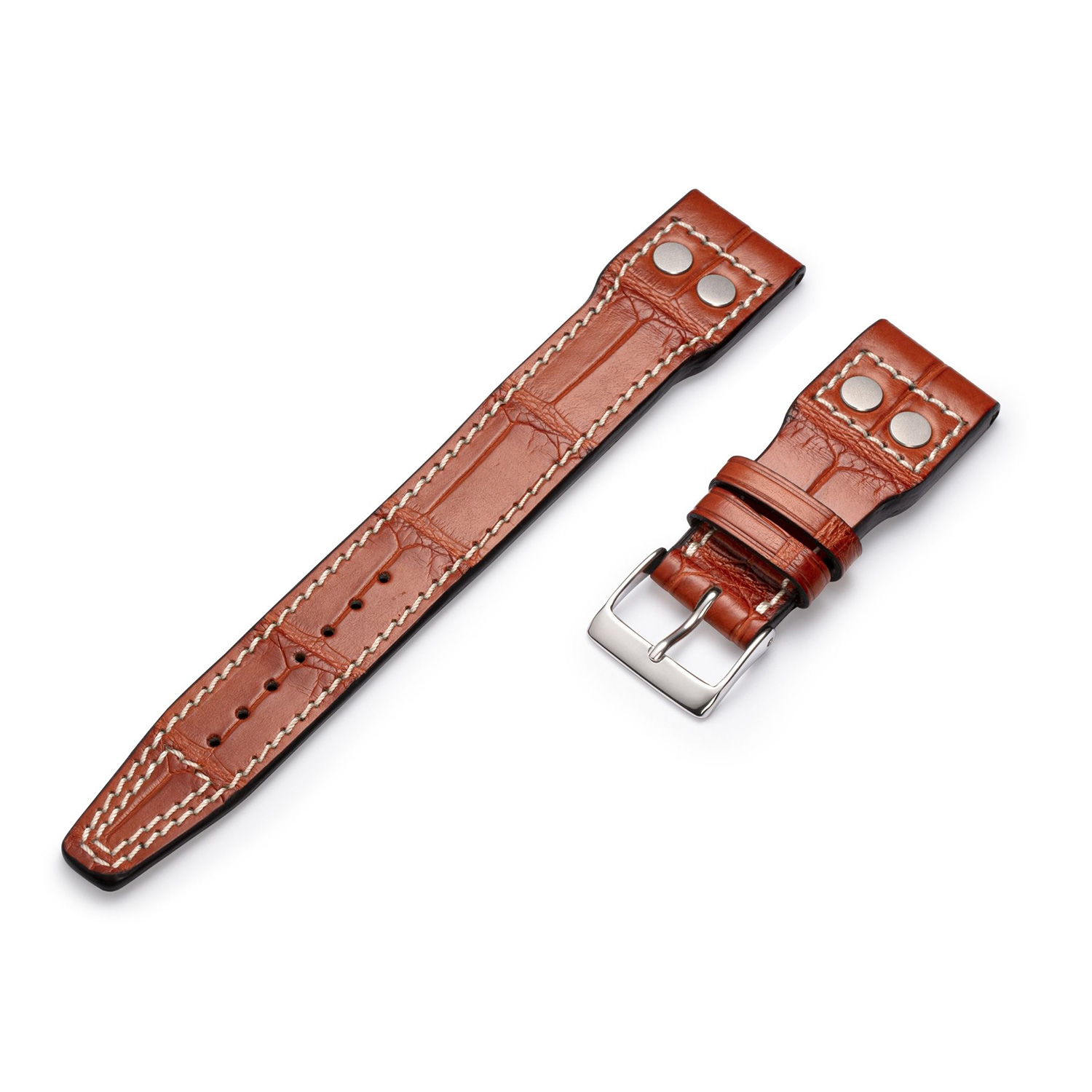 Manufakturwerk leather strap Alligator cognac 22/18