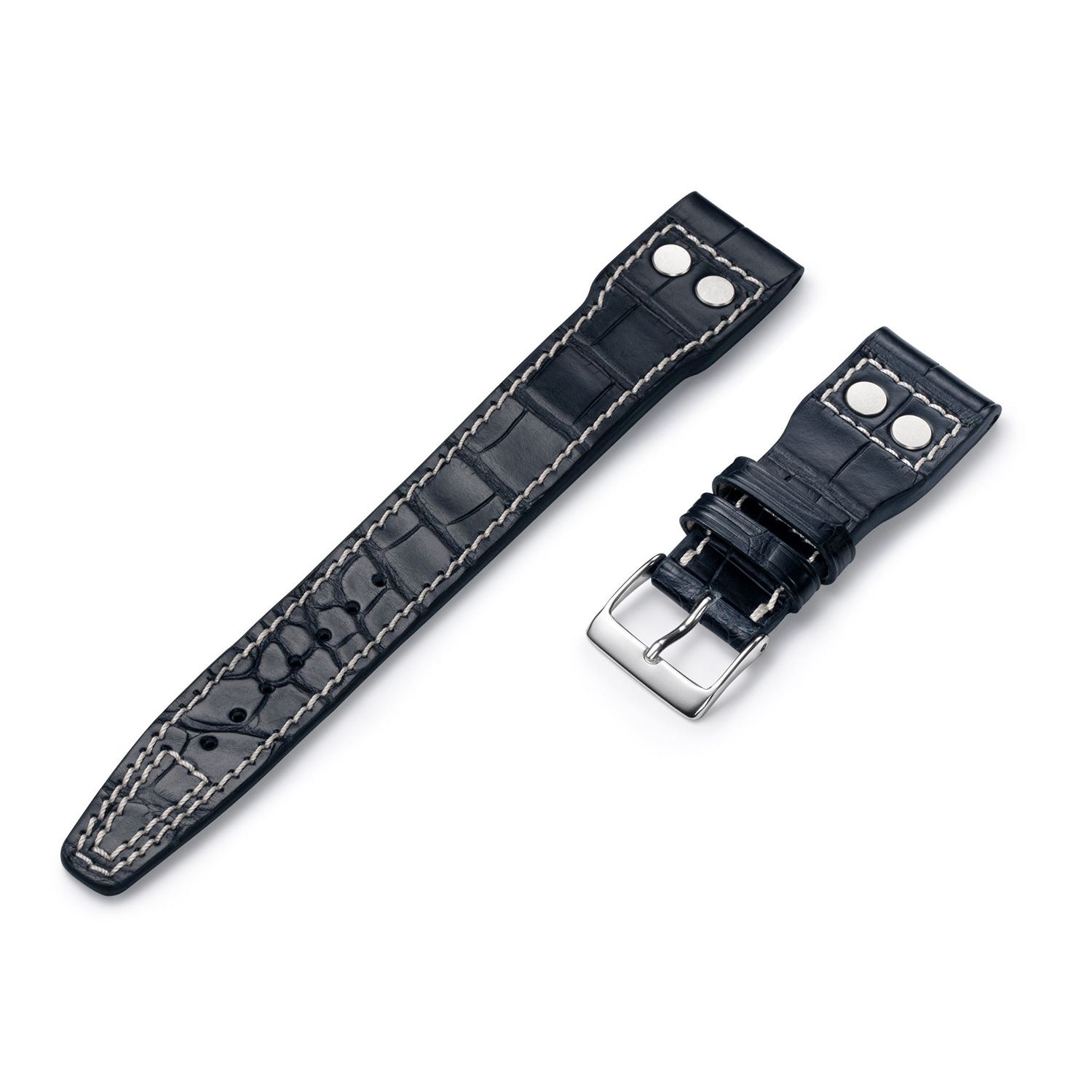 Manufakturwerk leather strap Alligator blue 22/18