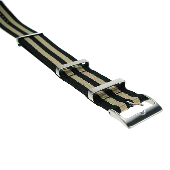 Nylonband schwarz-beige gestreift, 20mm