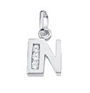 letter hanger zilver 925/-   N, zirkonia
