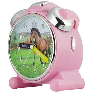 Quartz alarm clock children Horse, light, snooze & sweeping second