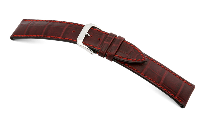 Lederband Jackson 22mm bordeaux met Alligatorprint