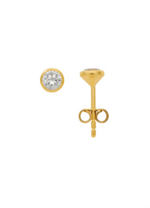 Ear studs 3 pairs gold 333/GG round 4.50mm zirconia