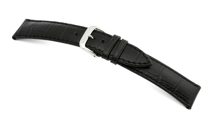 Leather strap Jackson 19mm black with alligator imprinting