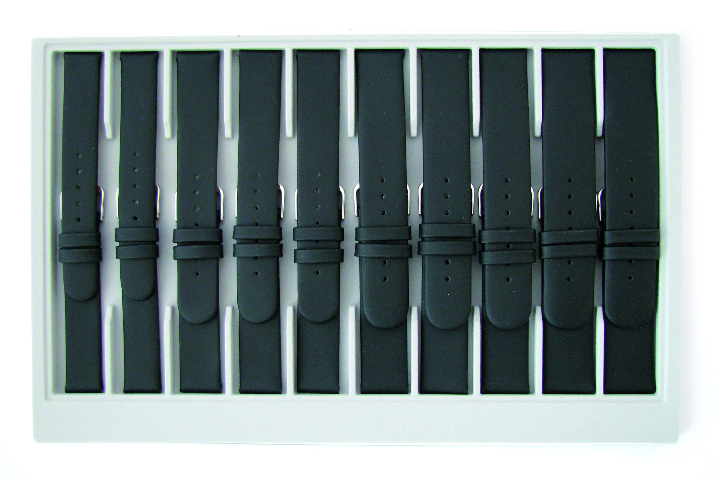 Leather bands, 10-piece card, calfskin, waterproof, 16-22mm, black