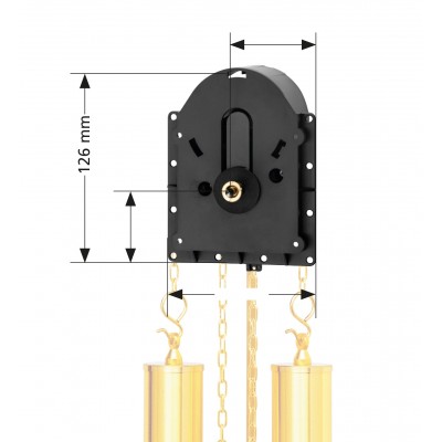 Quartz pendulum clock movement Hermle 2200, HSL 20mm with front panel for weight dummies