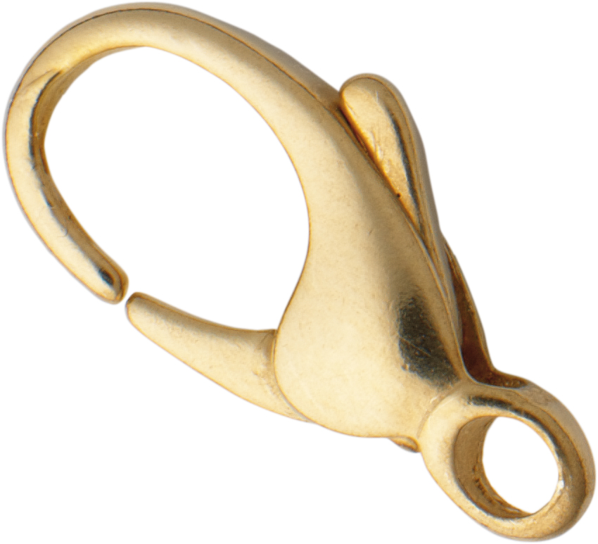 Carabiner curved gold 585/-Gg 15,00mm cast light