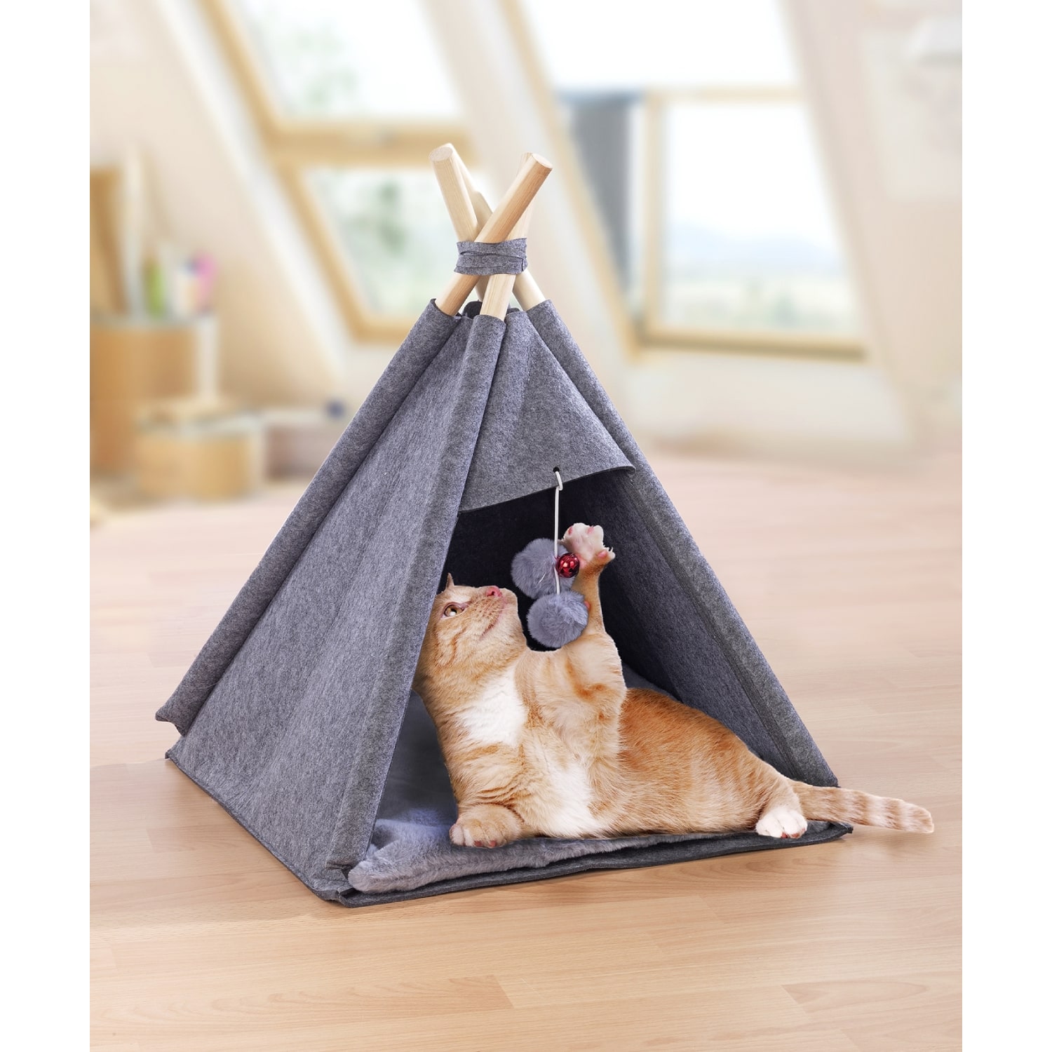 Animal tent TIPI, anthracite - the place of well-being for all furry friends!