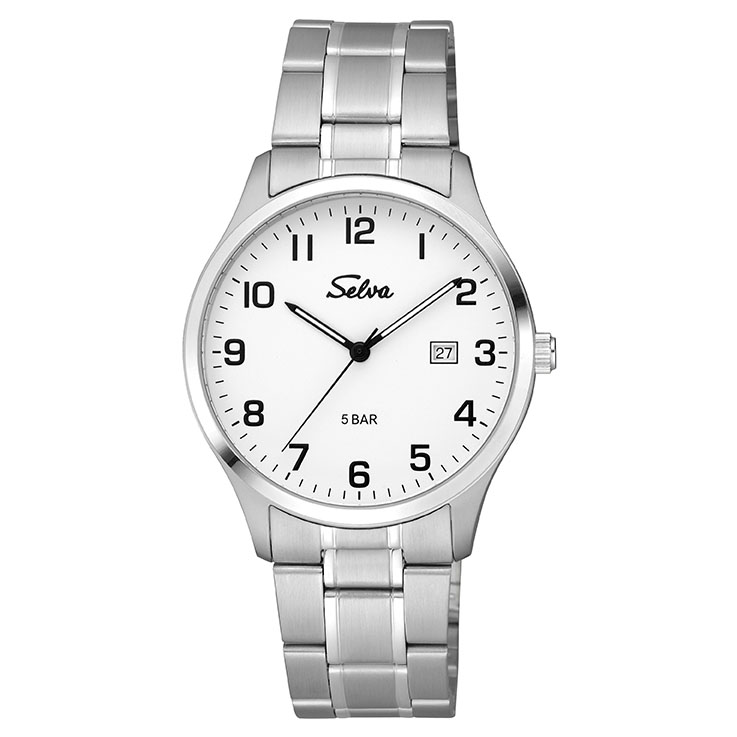 SELVA quartz wristwatch with stainless steel strap White dial Ø 39mm