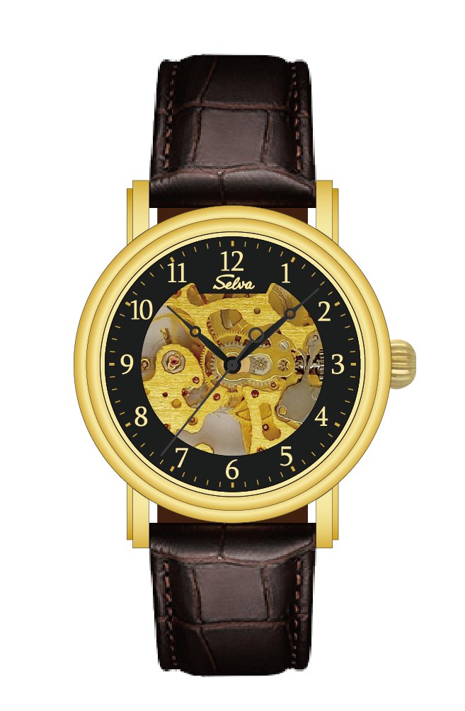 SELVA Herren-Armbanduhr »Lyan« - vergoldet-schwarz
