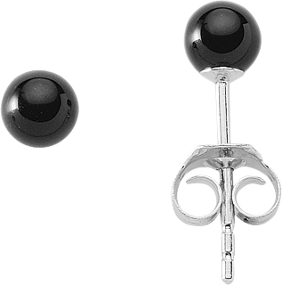 Earrings silver 925/rh dia. 4.00 mm sphere onyx 3-pcs. ass.