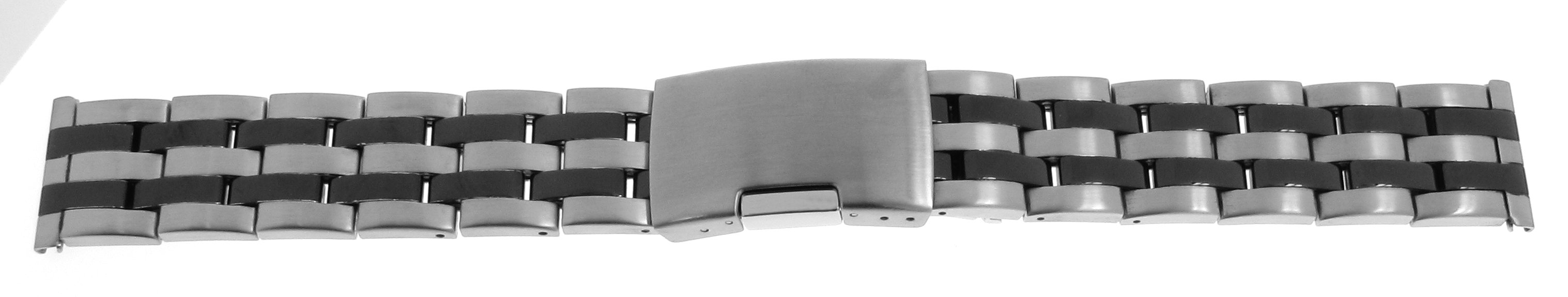 Metal band, stainless steel, 20 mm, steel, black, polished/brushed