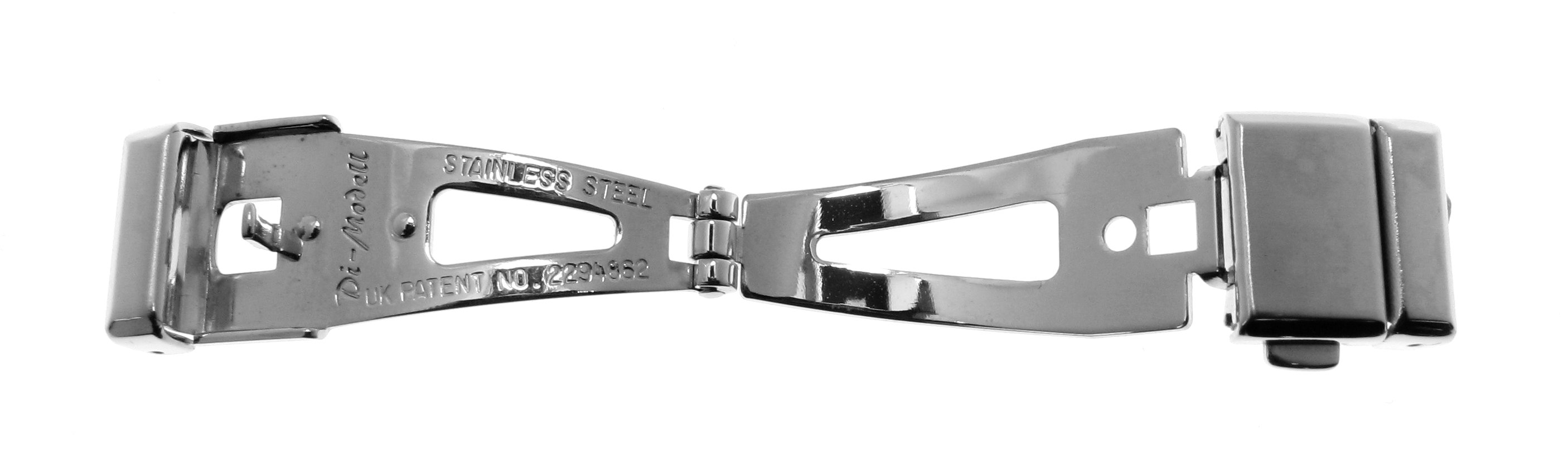 Leather band folding clasp, stainless steel, 16 mm, steel, brushed with 1 pusher
