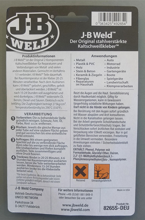 JB Weld Original Kaltschweißkleber, 2x28,4g