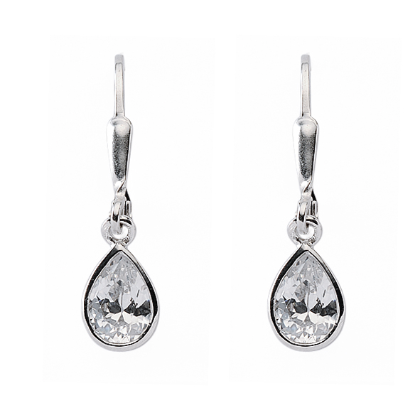 Dropped earrings with omega back 925/rh/zirconia