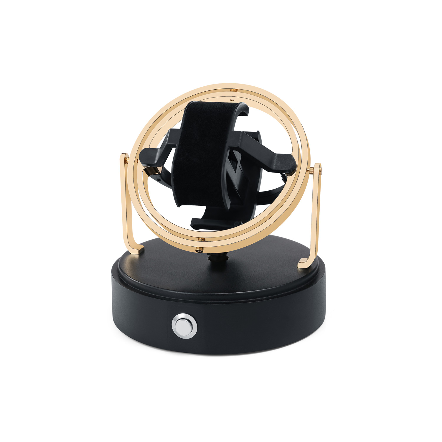 ONE OF THE MOST BEAUTIFUL: 360° watch winder with real glass dome and metal base - gold-plated