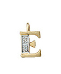 Letter pendant gold 585/rh   E, diamond 0.02 ct. WPI