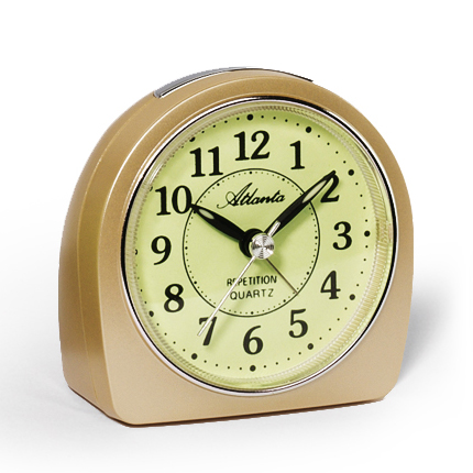 Atlanta 1586/9 gold Quartz Alarm clock with luminous dial