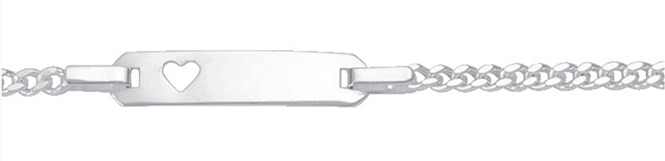 Id-Armband 3 Stück Silber 925/-, Flachpanzer 14cm mit ausgestanztem Herz