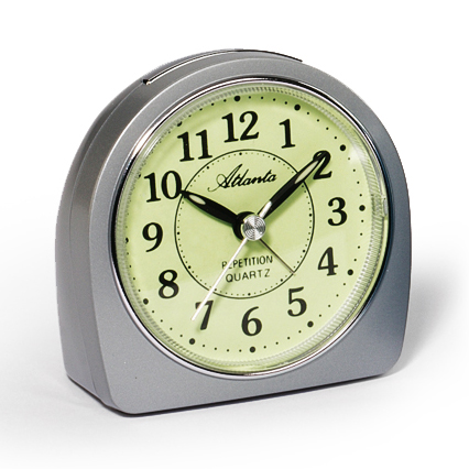 Atlanta 1586/19 silver Quartz Alarm clock with luminous dial