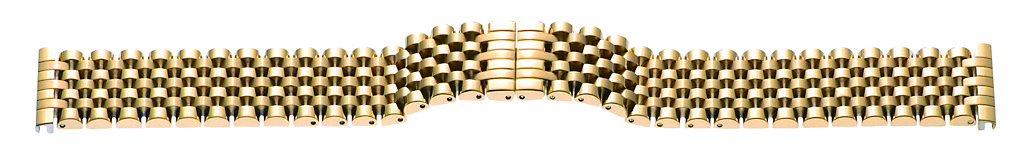 _ Metal band, stainless steel, 20 mm, yellow, PVD, polished/brushed, with butterfly clasp