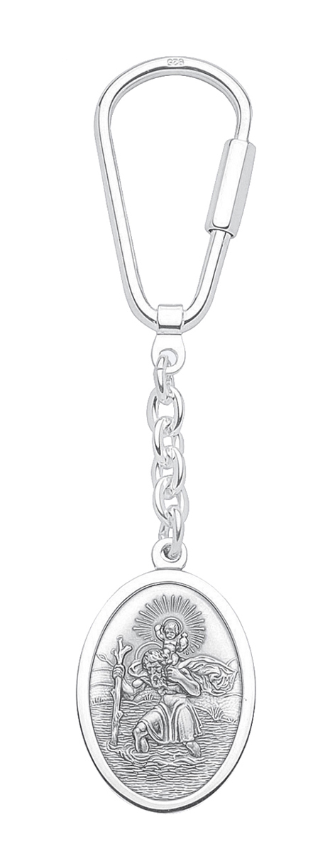 Keychain silver 925/ox oval 21.80x29.50 mm, St. Christopher