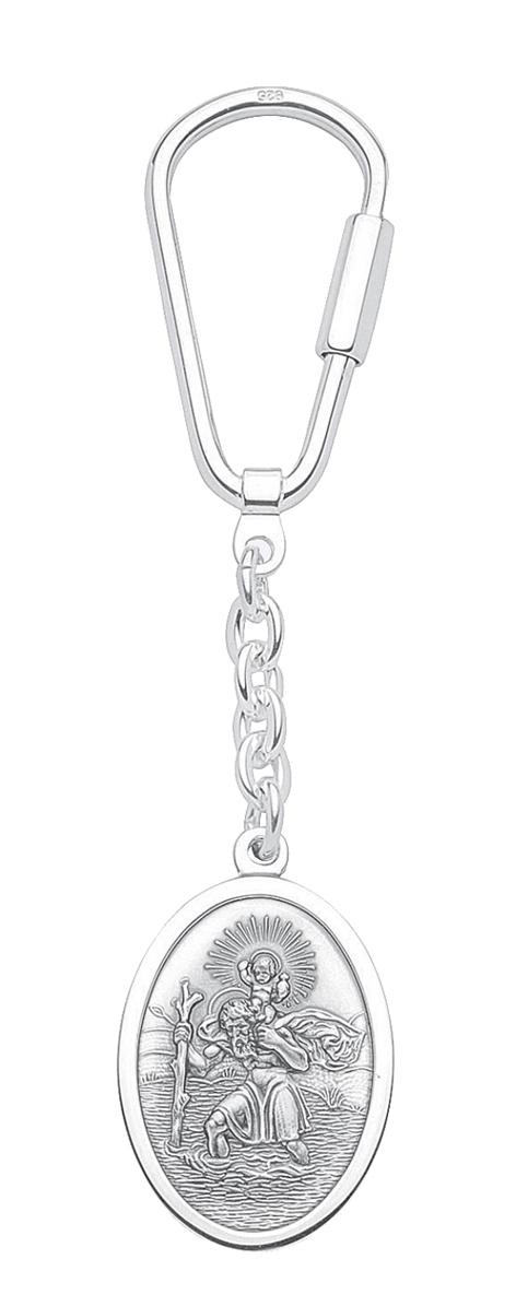 Keychain alpaca/ox oval 21.80x29.50 mm, mm St. Christopher