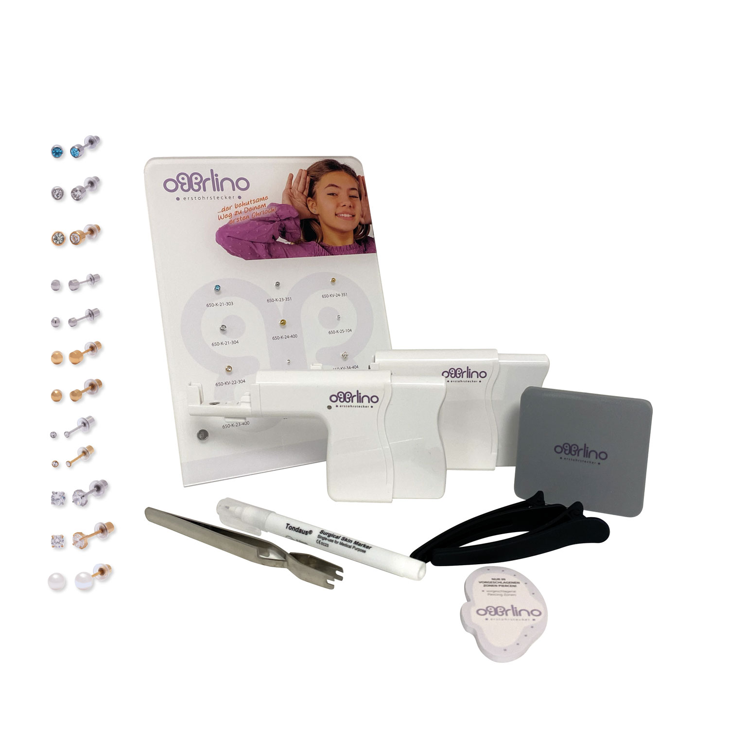 Ohrlino Schietoorbellen Basisassortiment met oorbellen en toebehoren