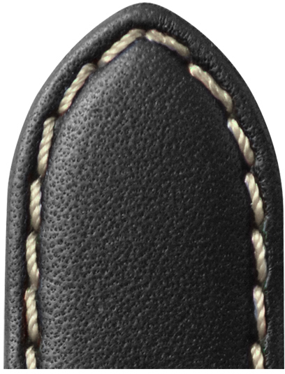 Pasek skórzany Denver 18mm czarny z beżowym szwem