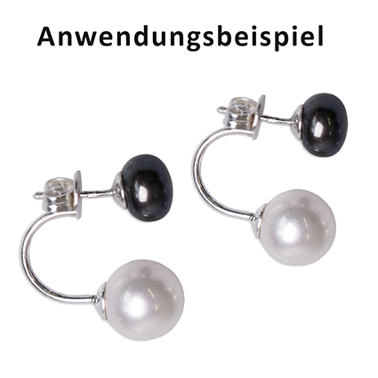 Double earring with poussette, silver 925 / yellow