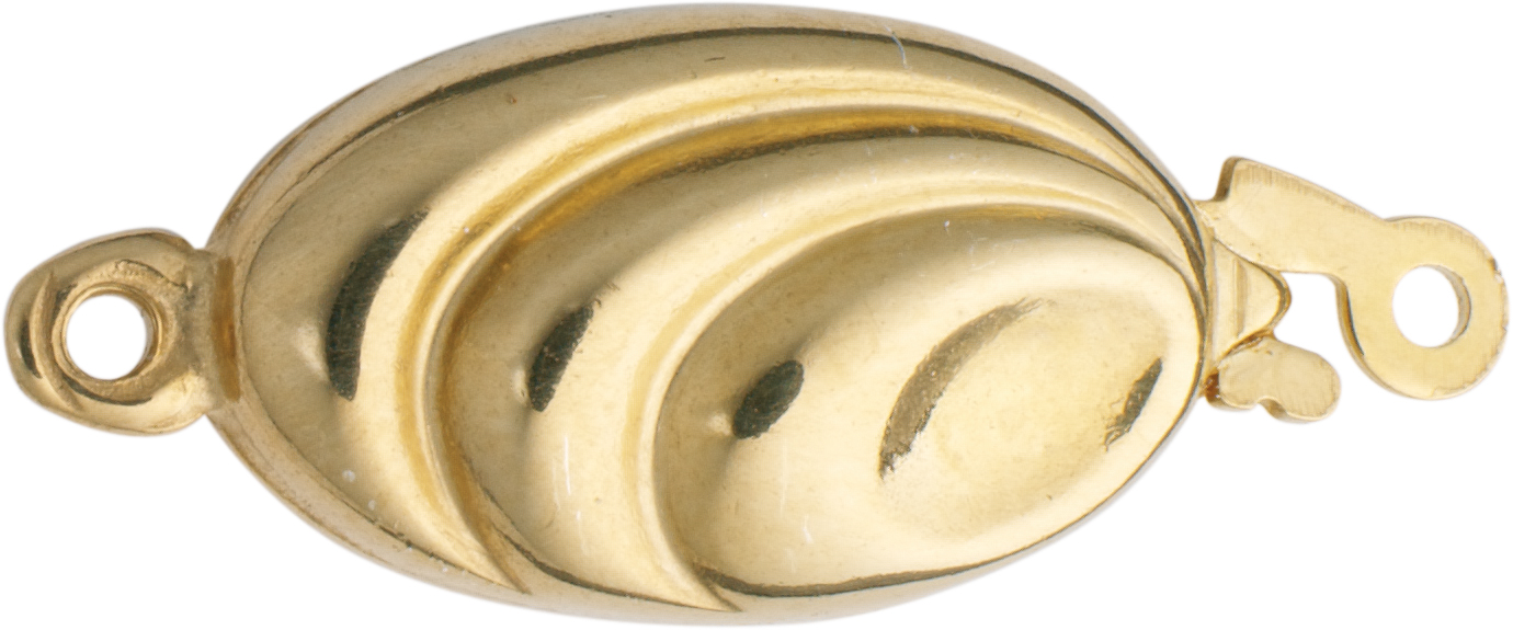Clasp single-row silver 925/- yellow, oval, L 13.00 x W 8.00mm