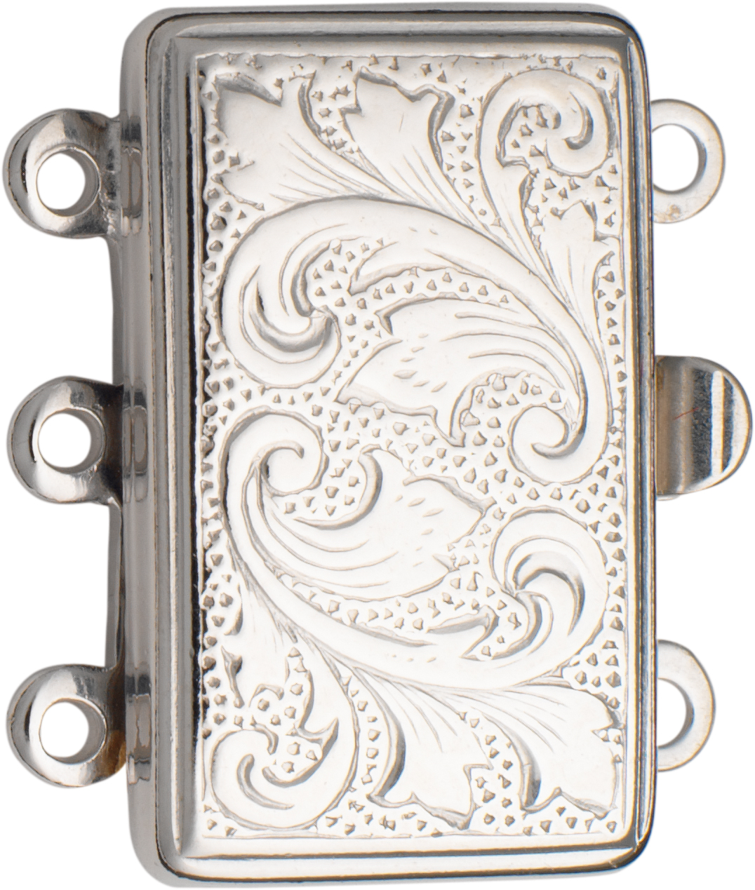 Clasp 3-row silver 925/-, square, L 11.00 x W 18.00mm