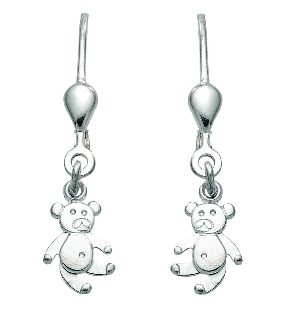Ohrhänger mit Brisur 925/rh, Bär