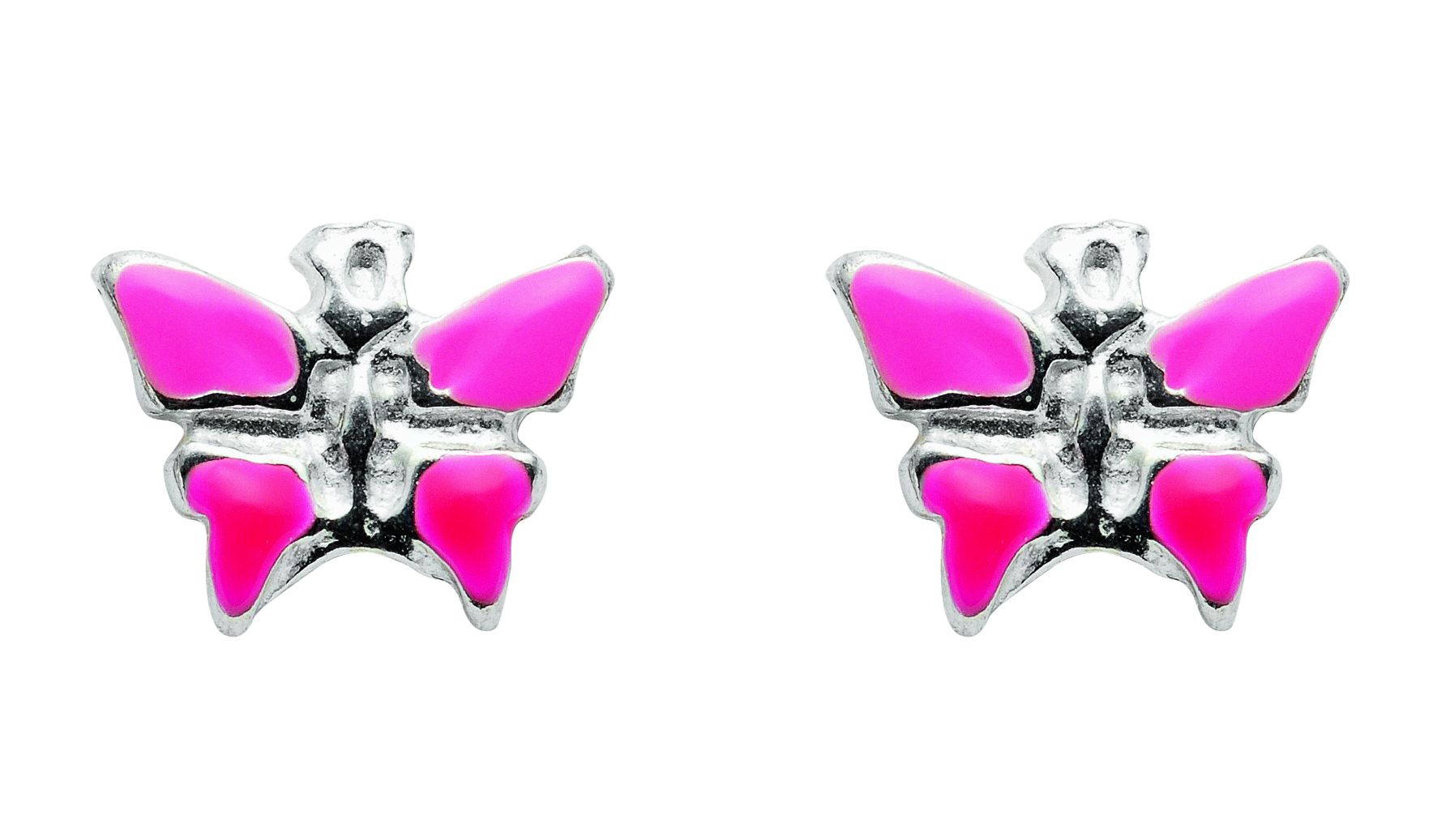 Ohrstecker 3 Paar 925/rh Schmetterling - rosa rot emailliert