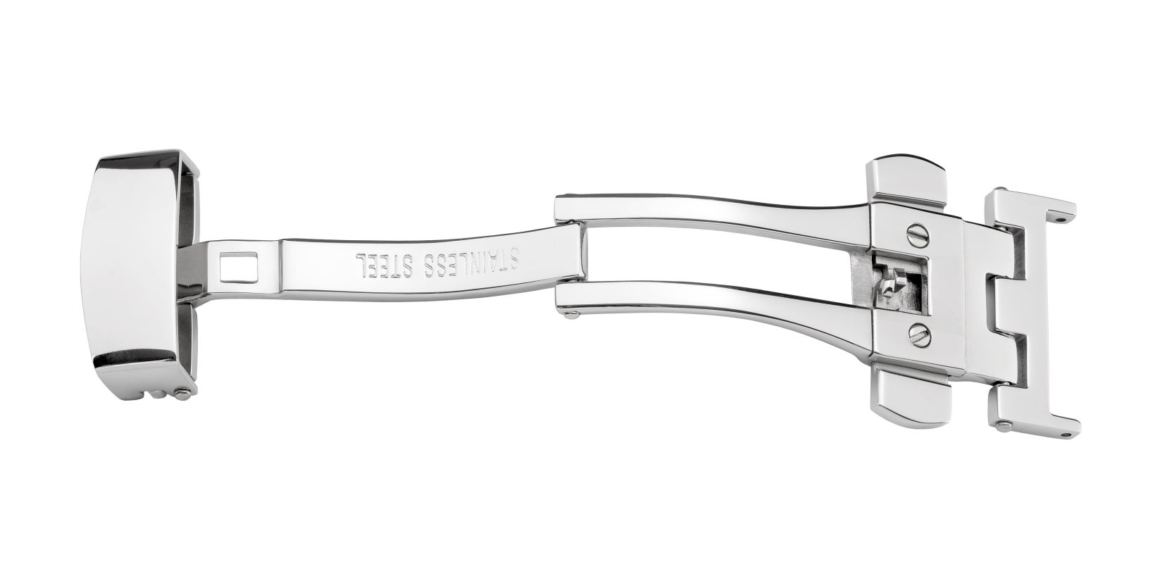 Lederbandfaltschließe Edelstahl 18mm Stahl poliert mit 2 Drückern